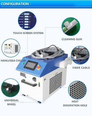 1000W 1500W 2000W 3000W Fiber Laser Temizleyici PLC Kontrol Sistemiyle Pas Çıkarıcı